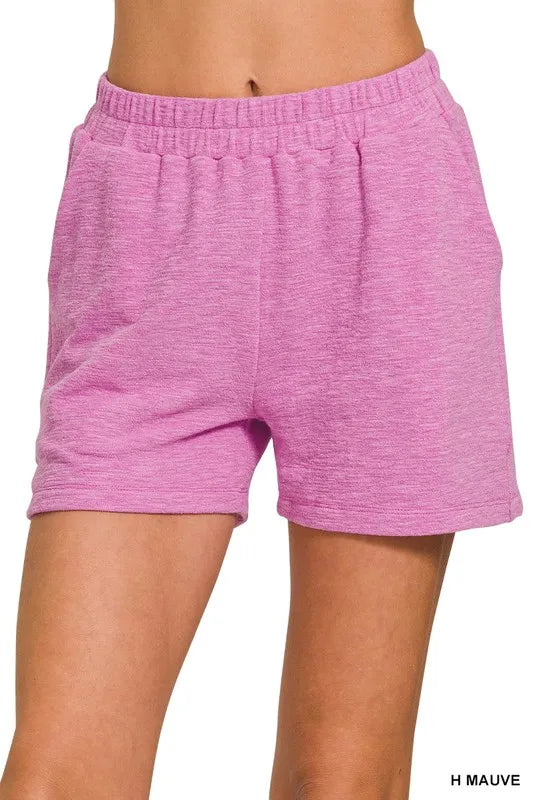 Zenana Cotton Slub Shorts H MAUVE