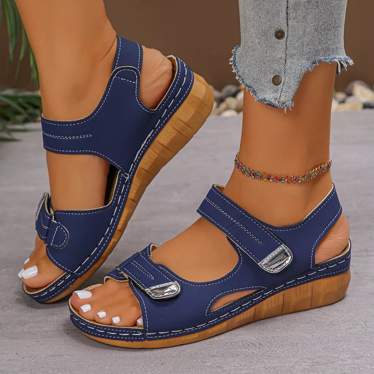 Open Toe Easy Strap Wedge Summer Sandals
