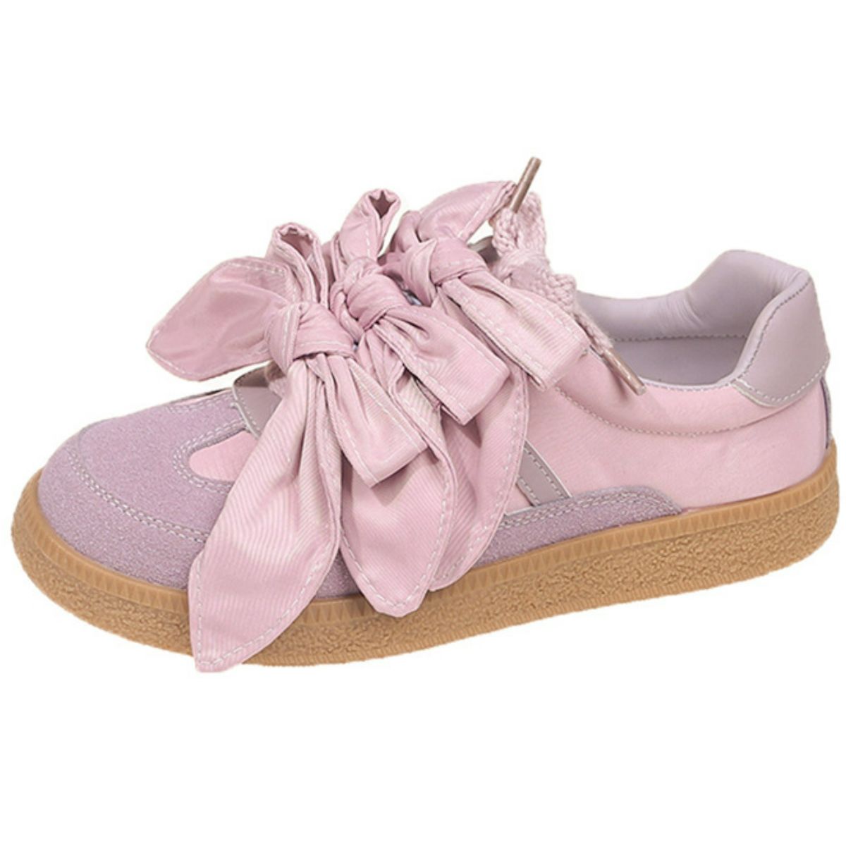 Round Toe Platform Sneakers Pink Purple