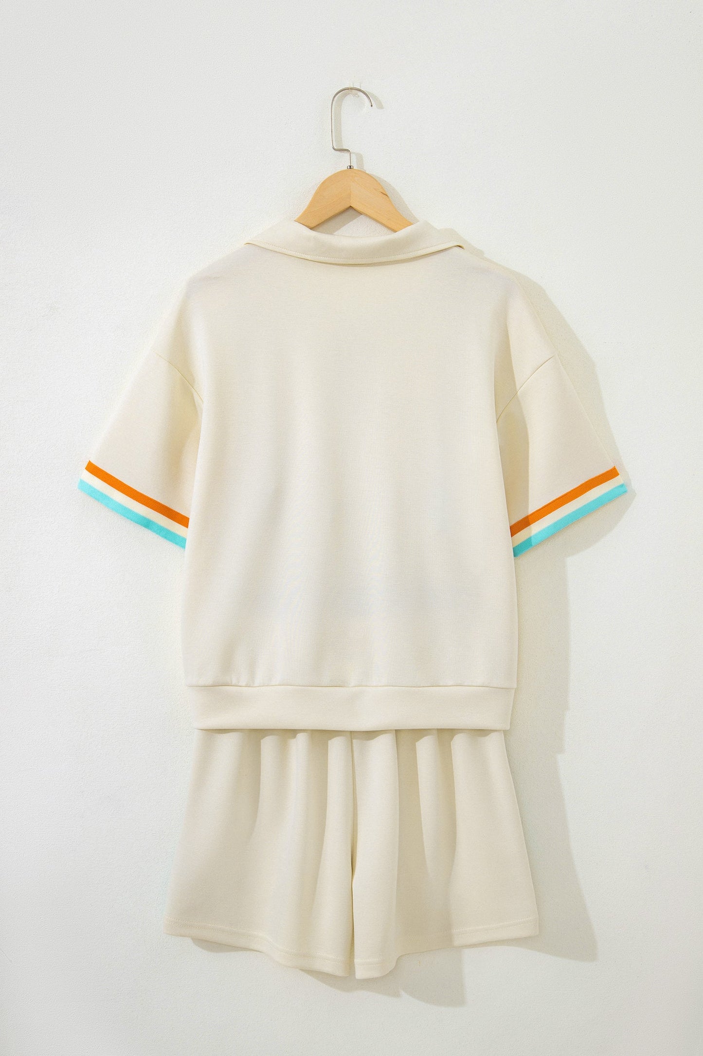 Stripe Half Zip Polo Tee & Shorts Set