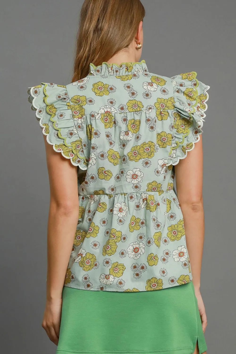 Umgee Full Size Floral Print Peplum Top Plus Size