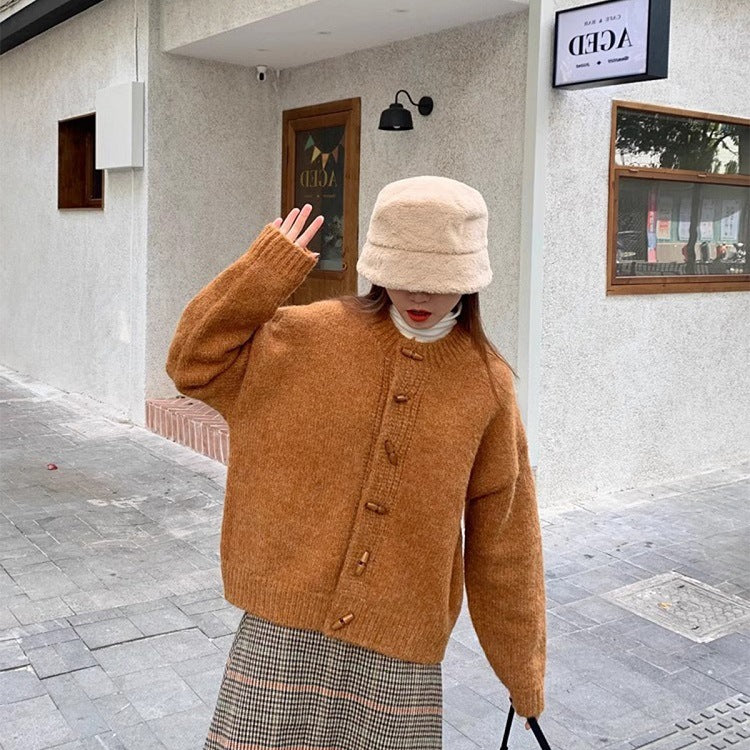 Idle Style Knitted Cardigan Outerwear Top