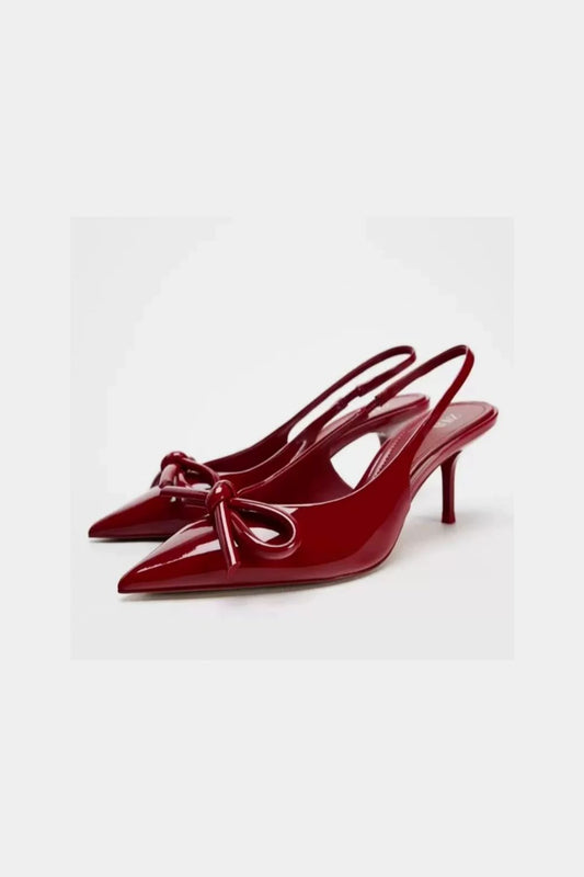 Point Toe Slingback Pumps Burgundy