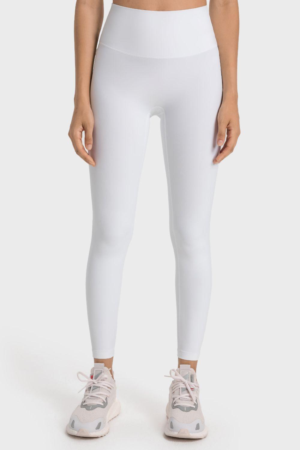 Millennia High-Rise Wide Waistband Yoga Leggings White