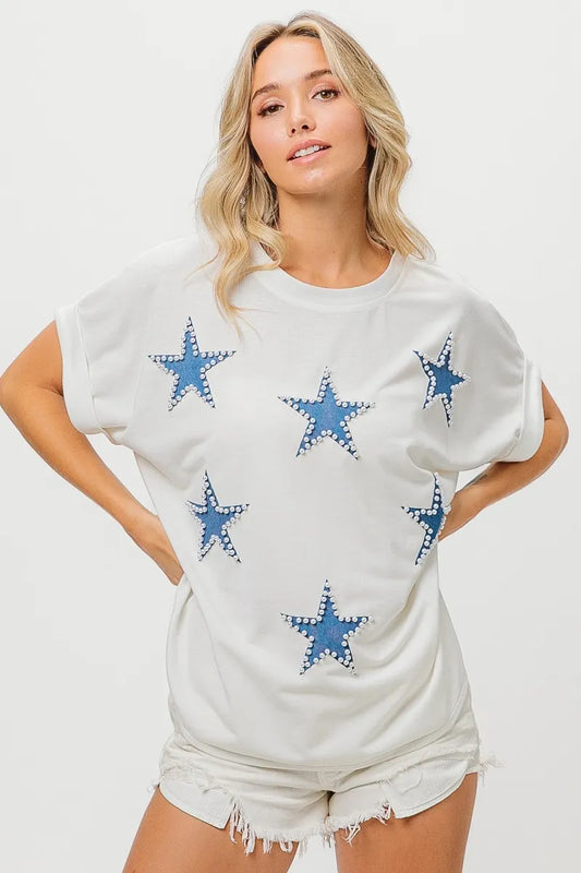 BiBi Fourth Of July Terry T-Shirt OFF WHITE
