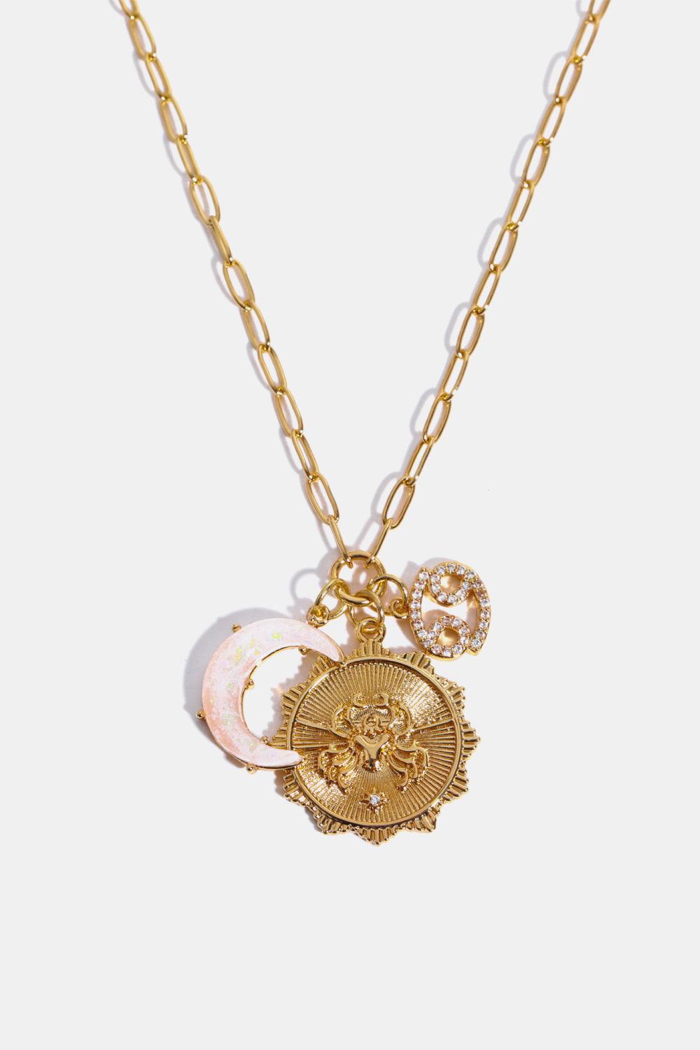 Constellation and Moon Pendant Copper Necklace Cancer One Size