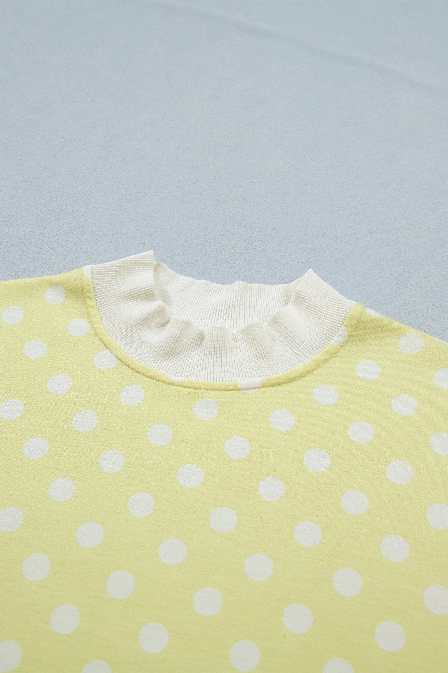 Polka Dot Colorblock Mock Neck & Shorts Set