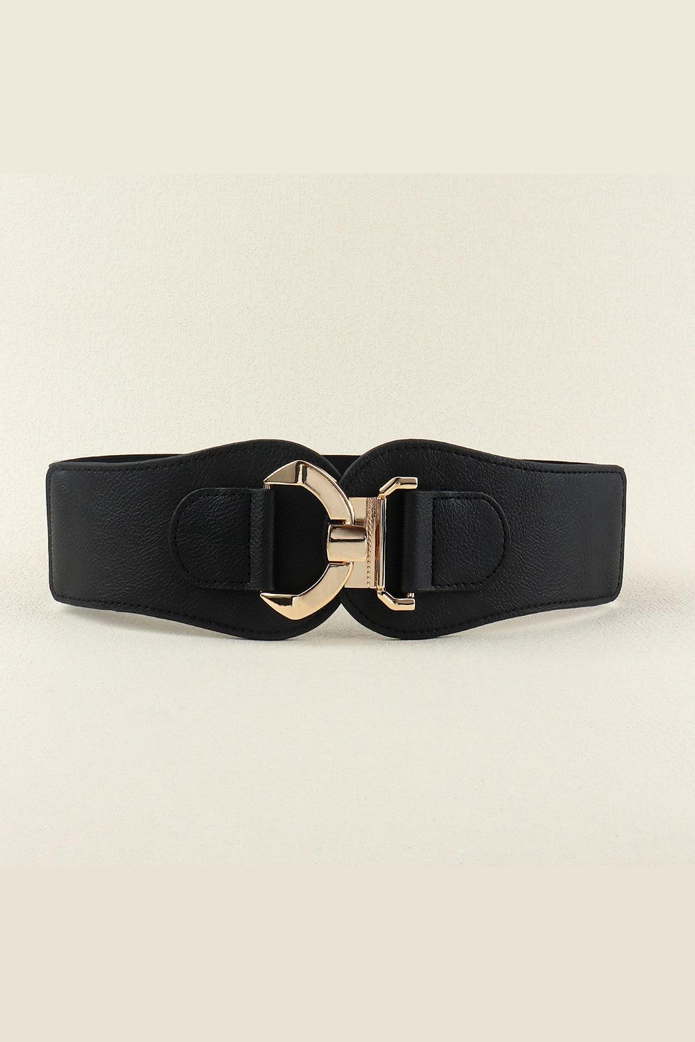 Alloy Buckle Elastic Belt Black One Size