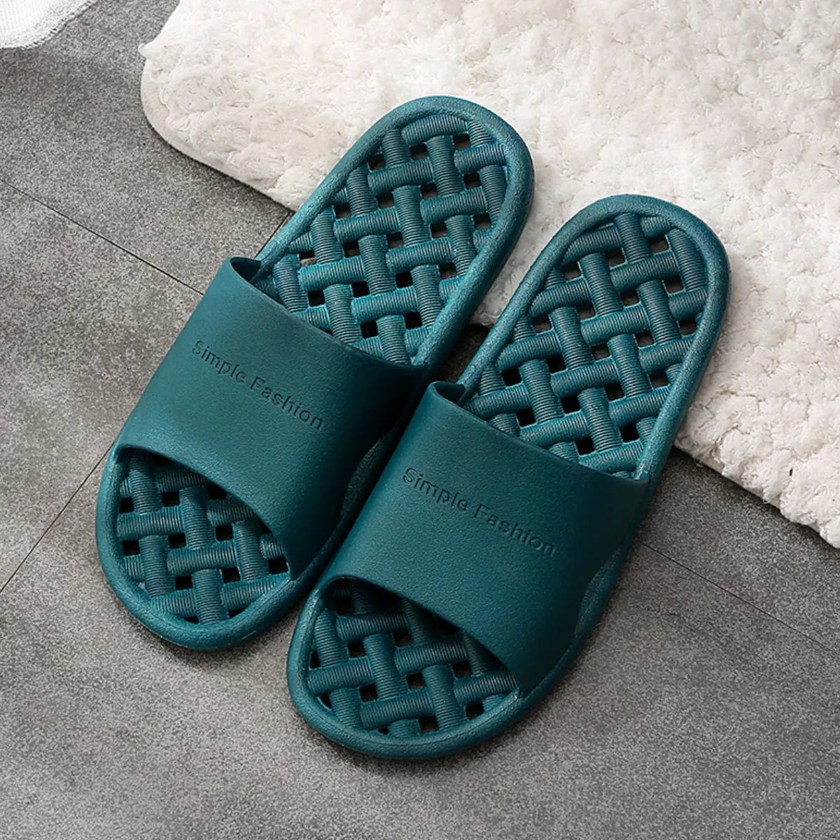 Open Toe Platform Slippers Green