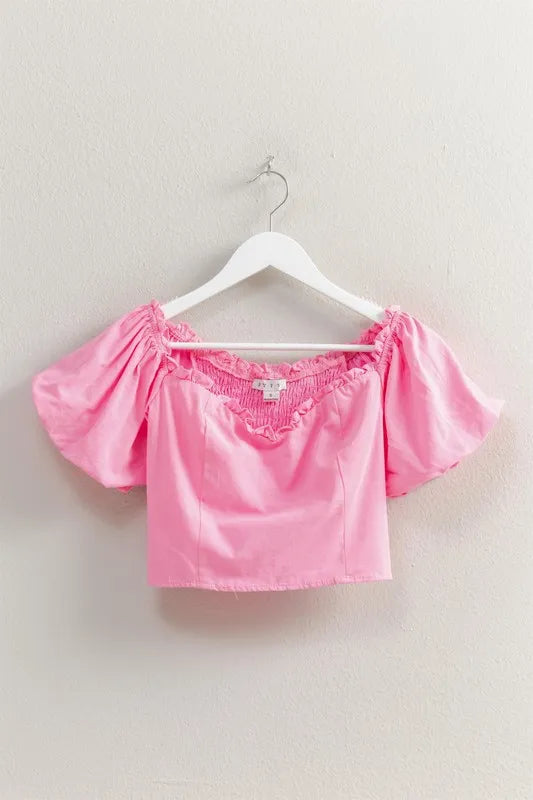 HYFVE Puff Sleeve Sweetheart Neck Top