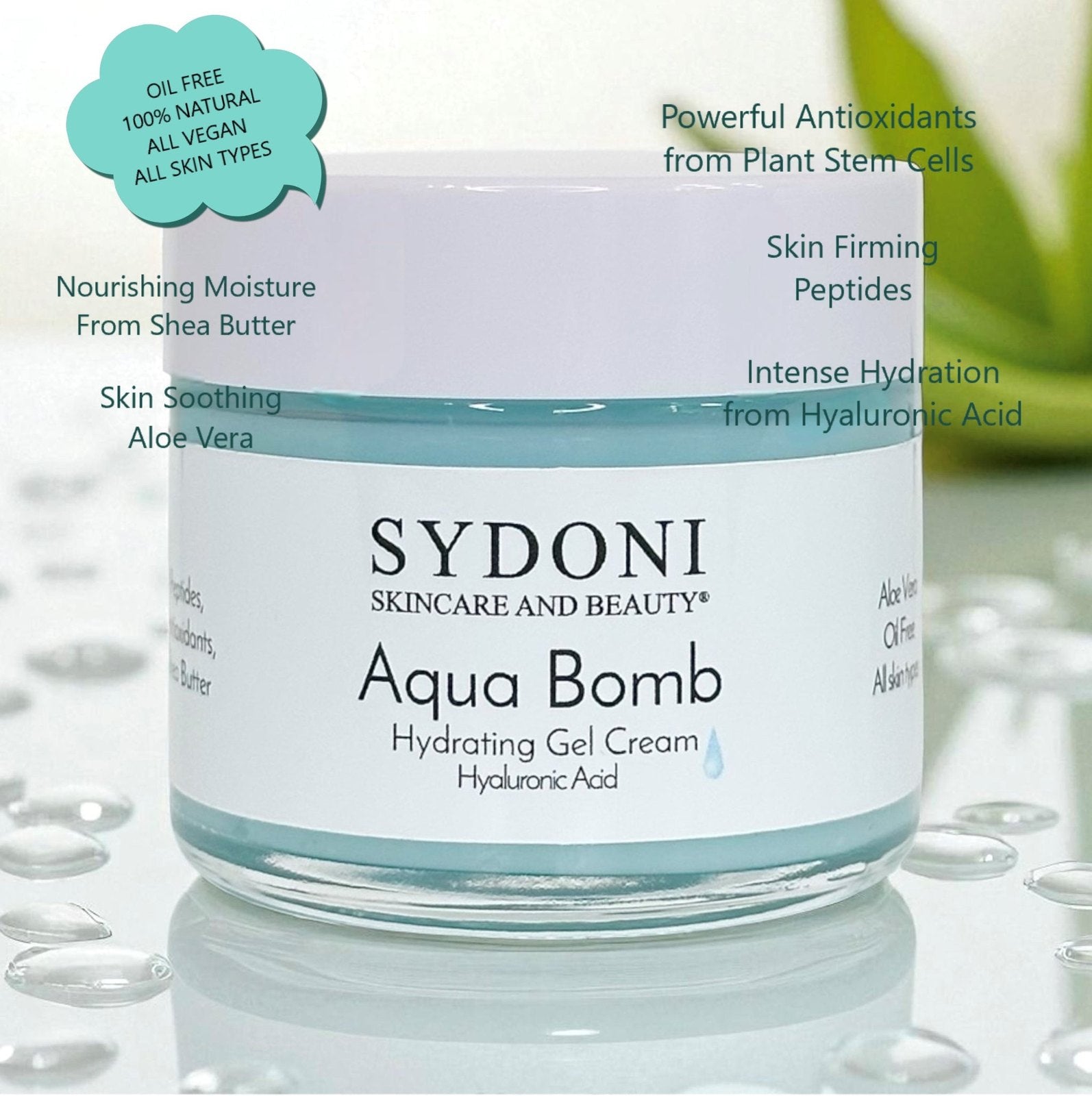 MOST LOVED! AS SEEN IN WELLNESS MAGAZINE-AQUA BOMB HYDRATING GEL CREAM with HYALURONIC ACID AND PEPTIDES 1.7 fl. oz.