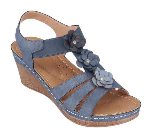 Beck Navy Wedge Sandals Navy