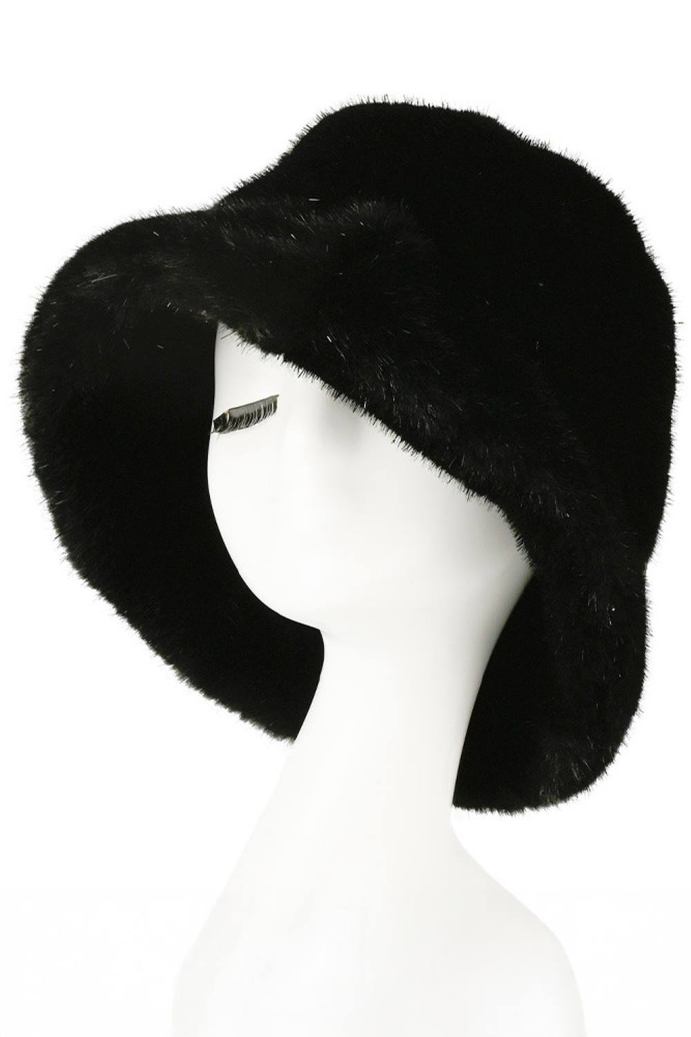C.C GLITTER Short Fur Solid Winter Bucket Hat