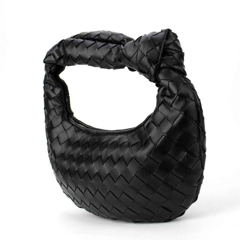The Charlize | Knotted Woven Handbag Solid Black