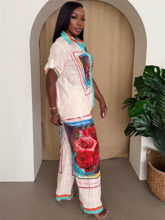 Floral Button-up Resort Lounge Set