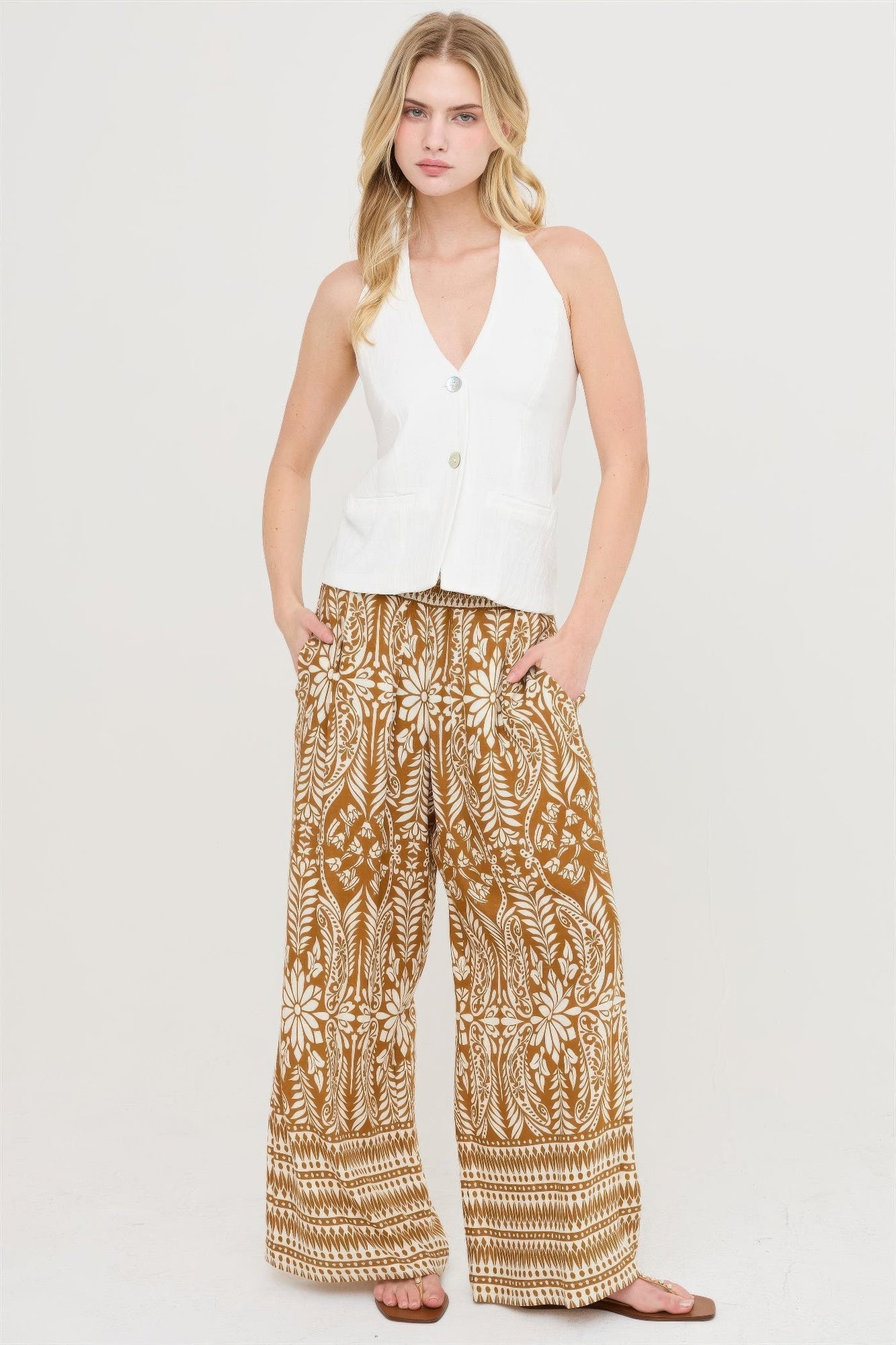 Smocked Waist Floral Pants