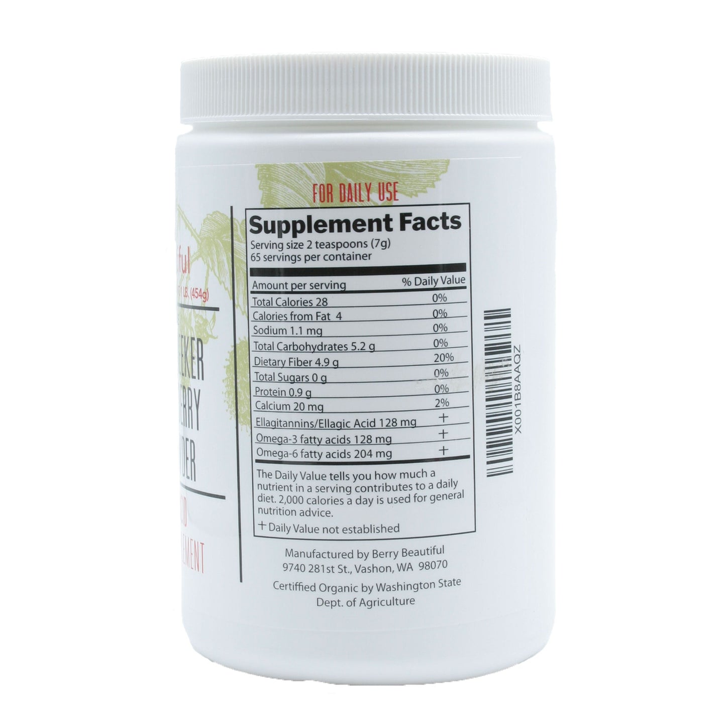 Certified Organic Red Raspberry Seed Powder