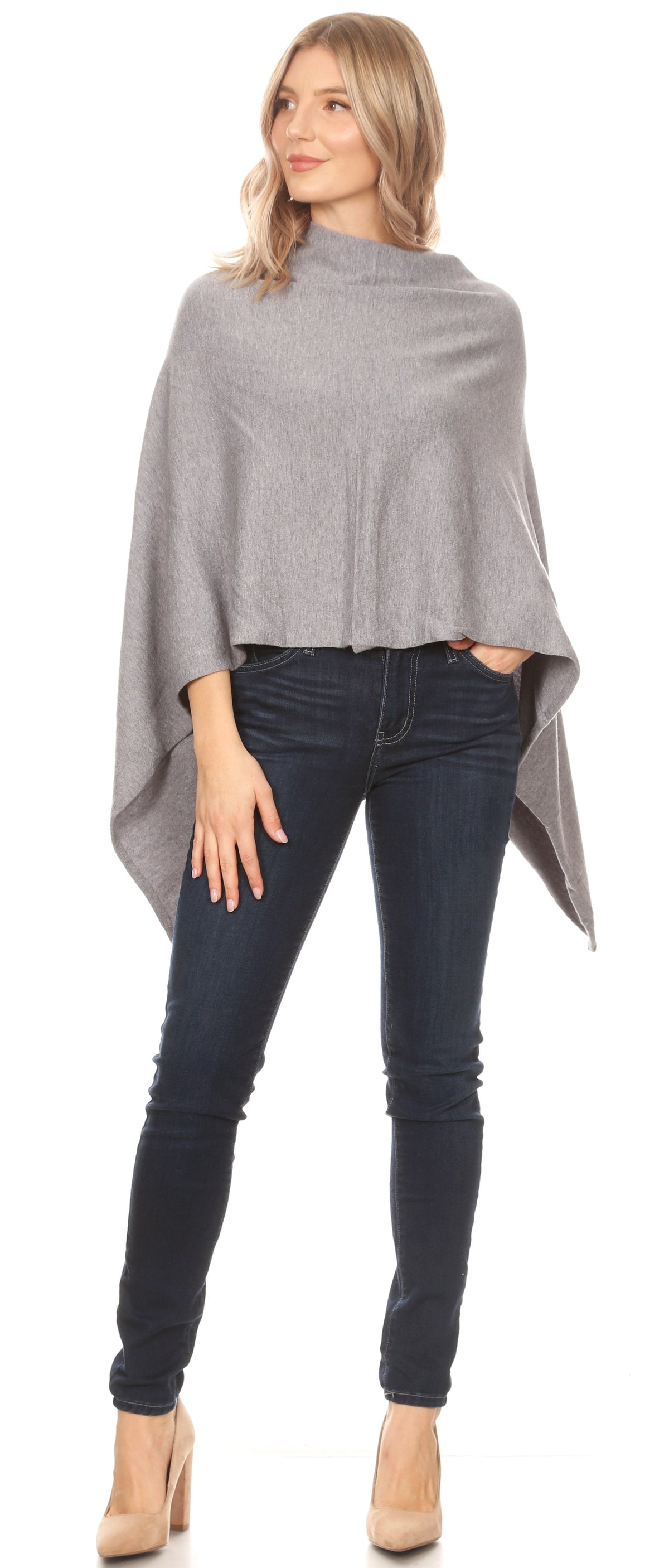 Sakkas Laurel Soft Lightweight Pullover Cape Poncho, One Size