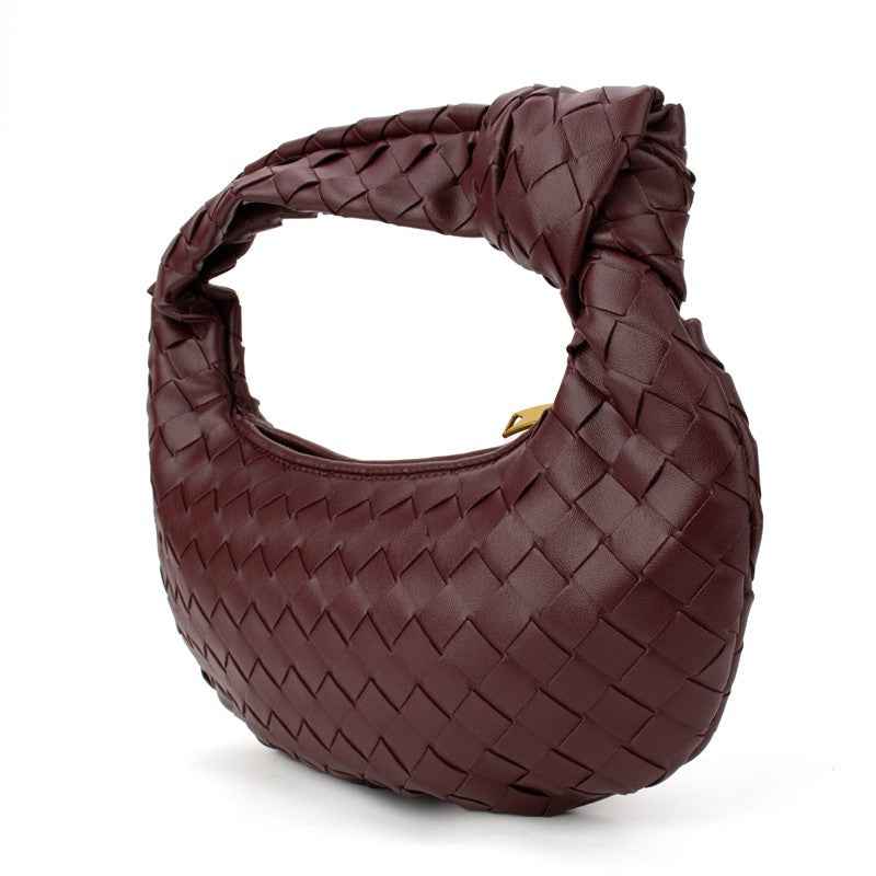 The Charlize | Knotted Woven Handbag Cranberry