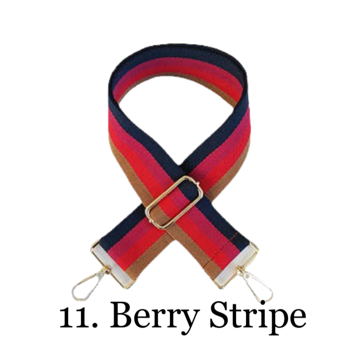 The Nora | Clear with Black Trim Stadium Courier- Pick Your Strap 11. Berry Stripe