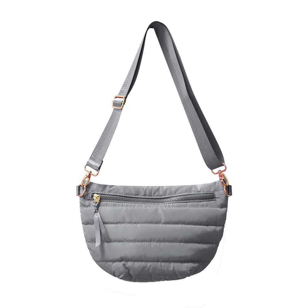 The Blake | Crescent Puffer Sling Bag | 14 Colors Gray