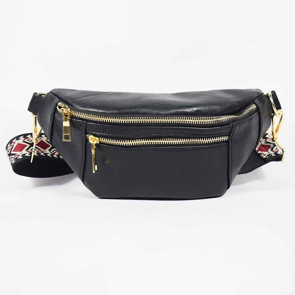 The Soho | Dual Zipper Sling Bag Black