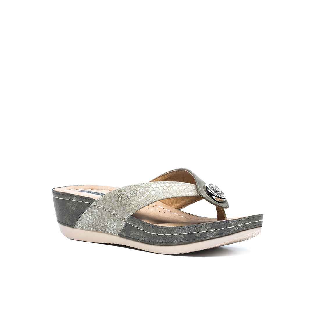 Women’s Dafni Khaki Wedge Sandals | Summer Slip-On Wedges