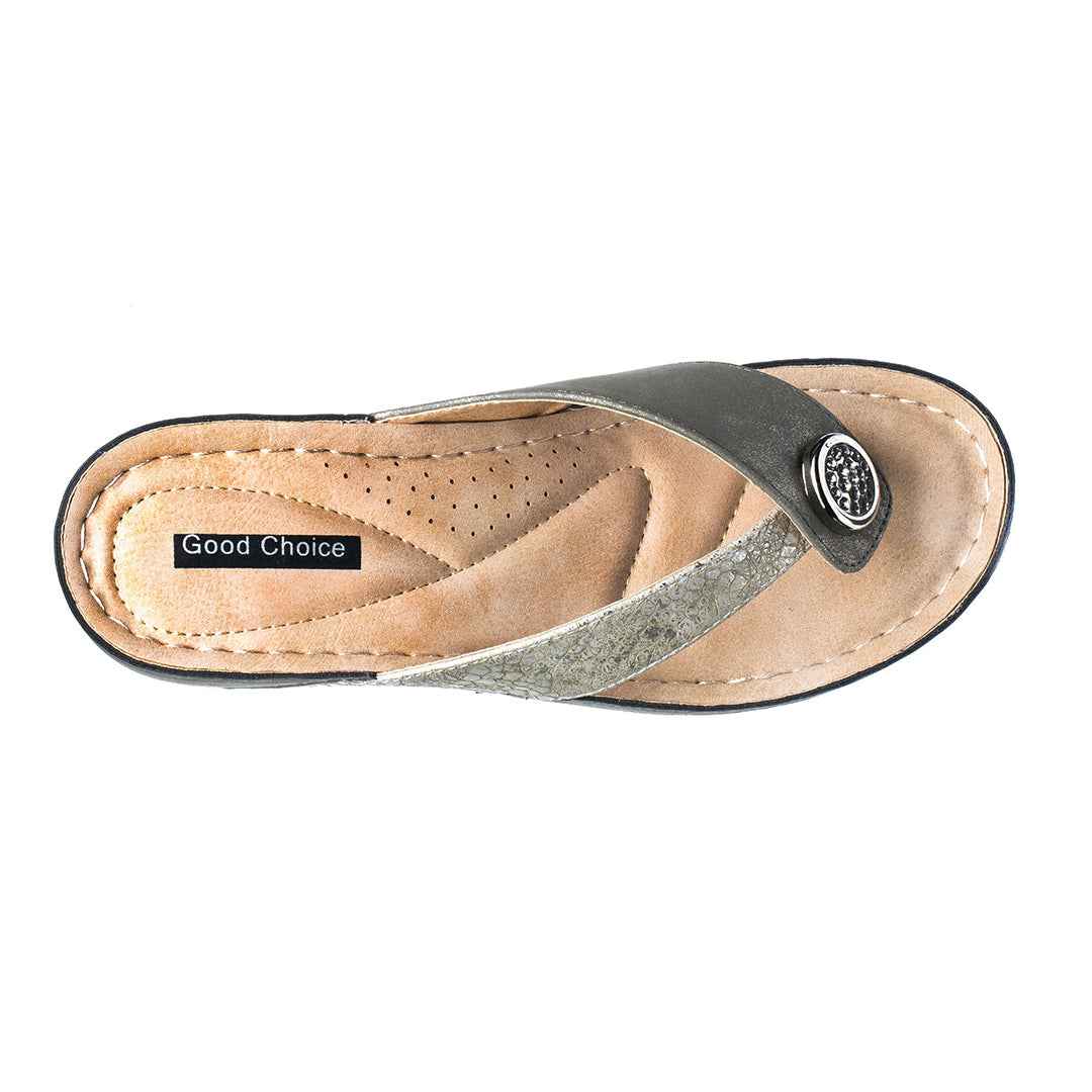 Women’s Dafni Khaki Wedge Sandals | Summer Slip-On Wedges