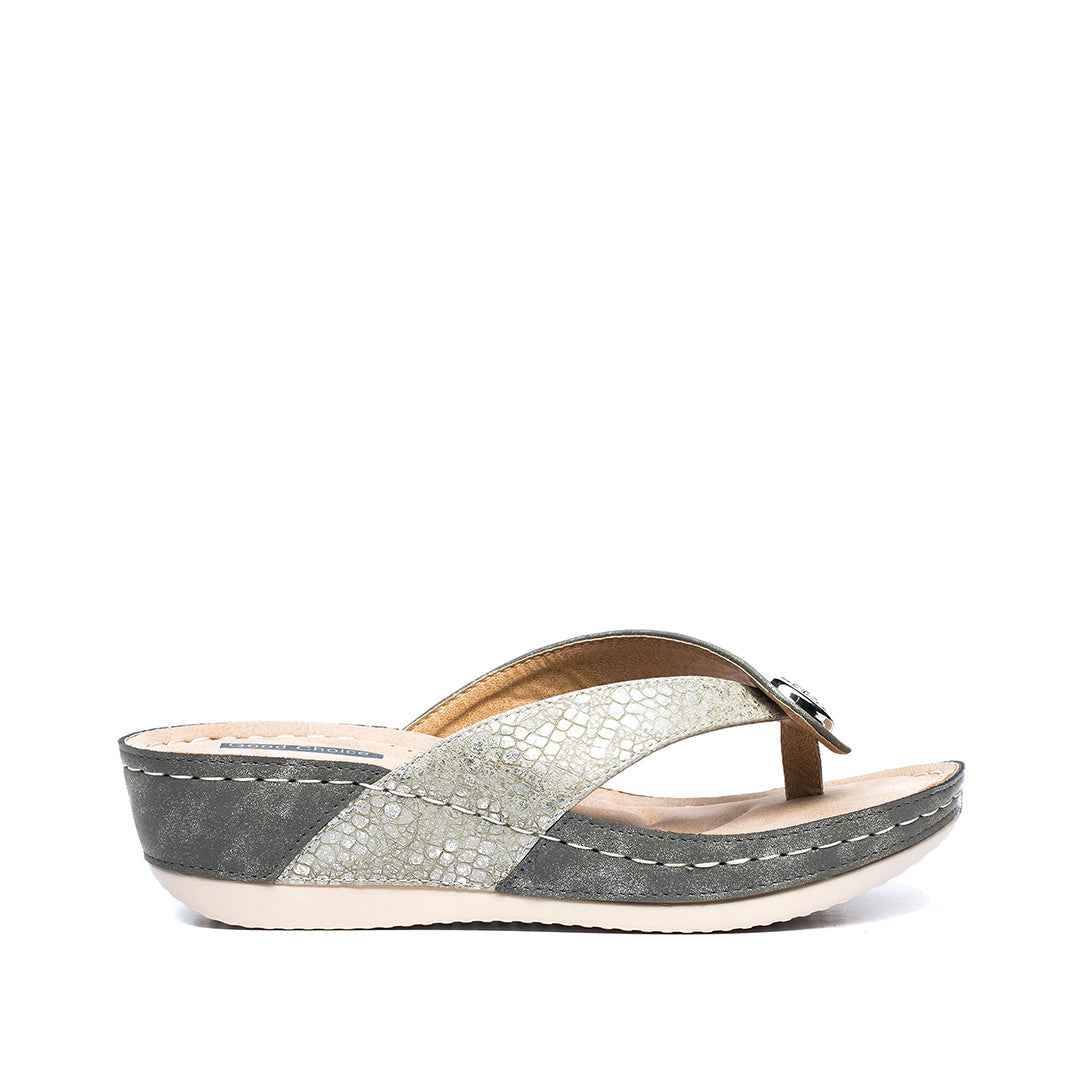 Women’s Dafni Khaki Wedge Sandals | Summer Slip-On Wedges