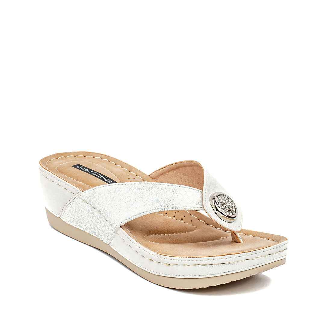 Women's Dafni White Wedge Sandals
