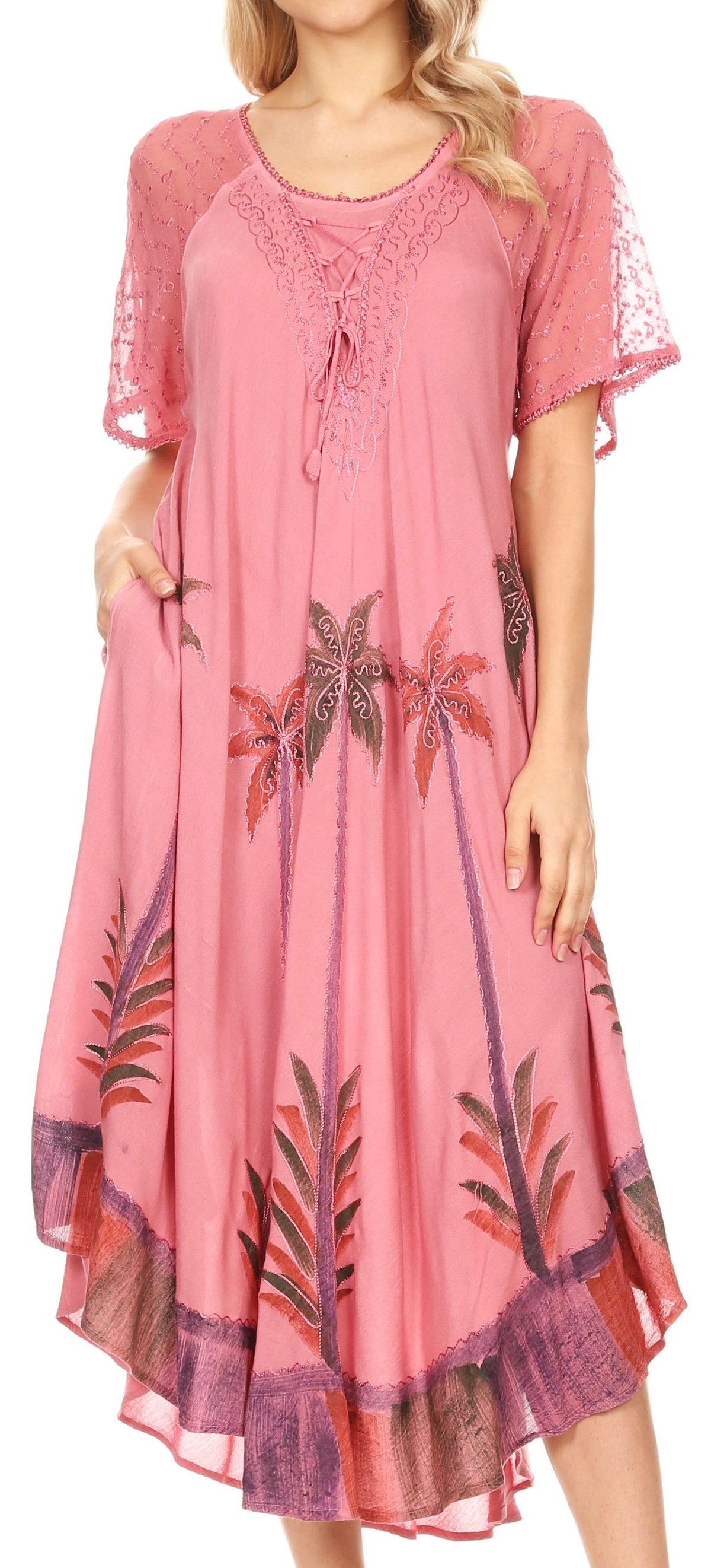 Sakkas Kai Palm Tree Caftan Tank Dress / Cover Up