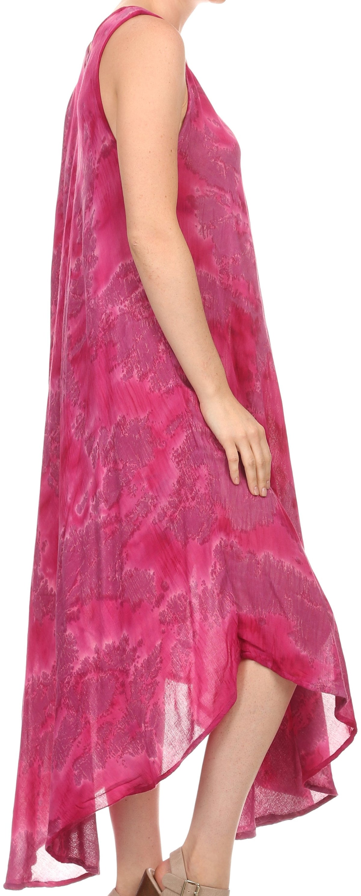 Sakkas Laeila Tie Dye Washed Long Sleeveless Tank Top Caftan Dress / Cover Up