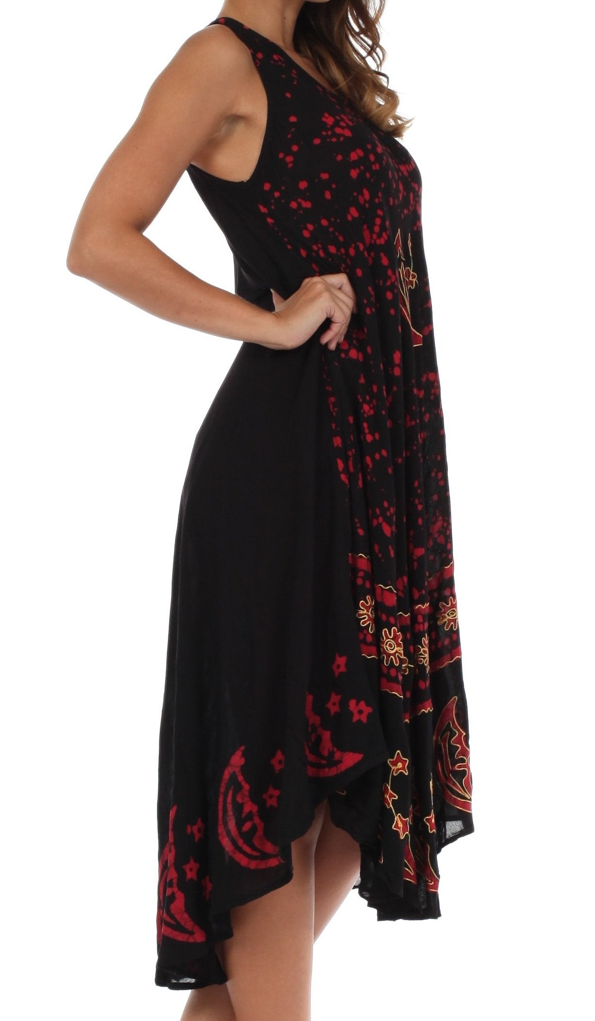 Sakkas Moon and Stars Batik Caftan Tank Dress / Cover Up