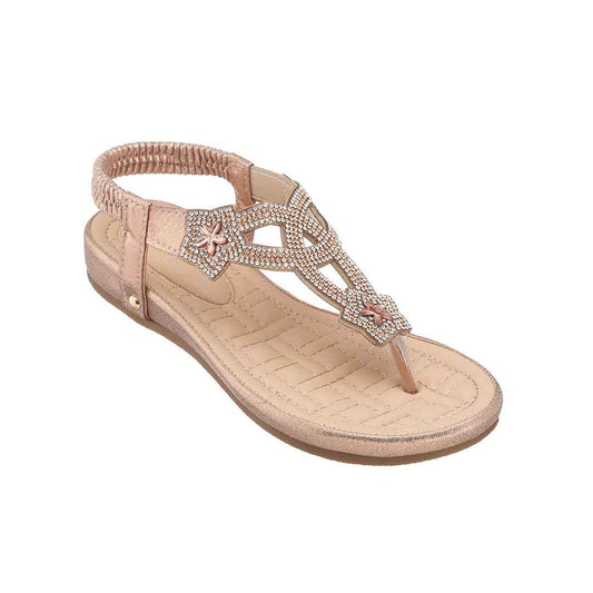 Eva Rose Gold Flat Sandals Rose Gold