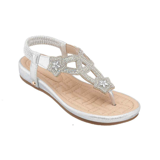 Eva Silver Flat Sandals Silver