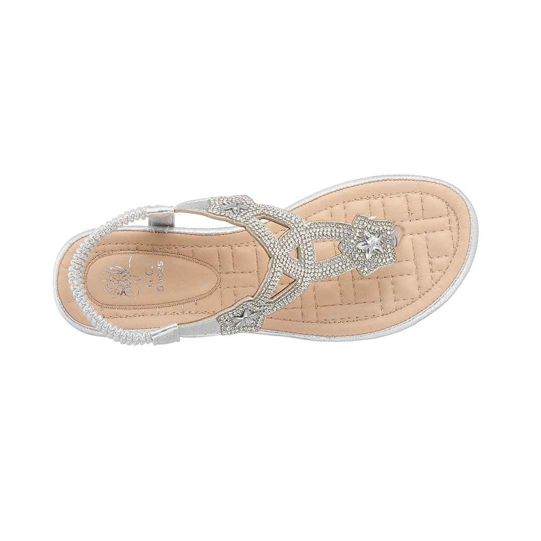 Eva Silver Flat Sandals