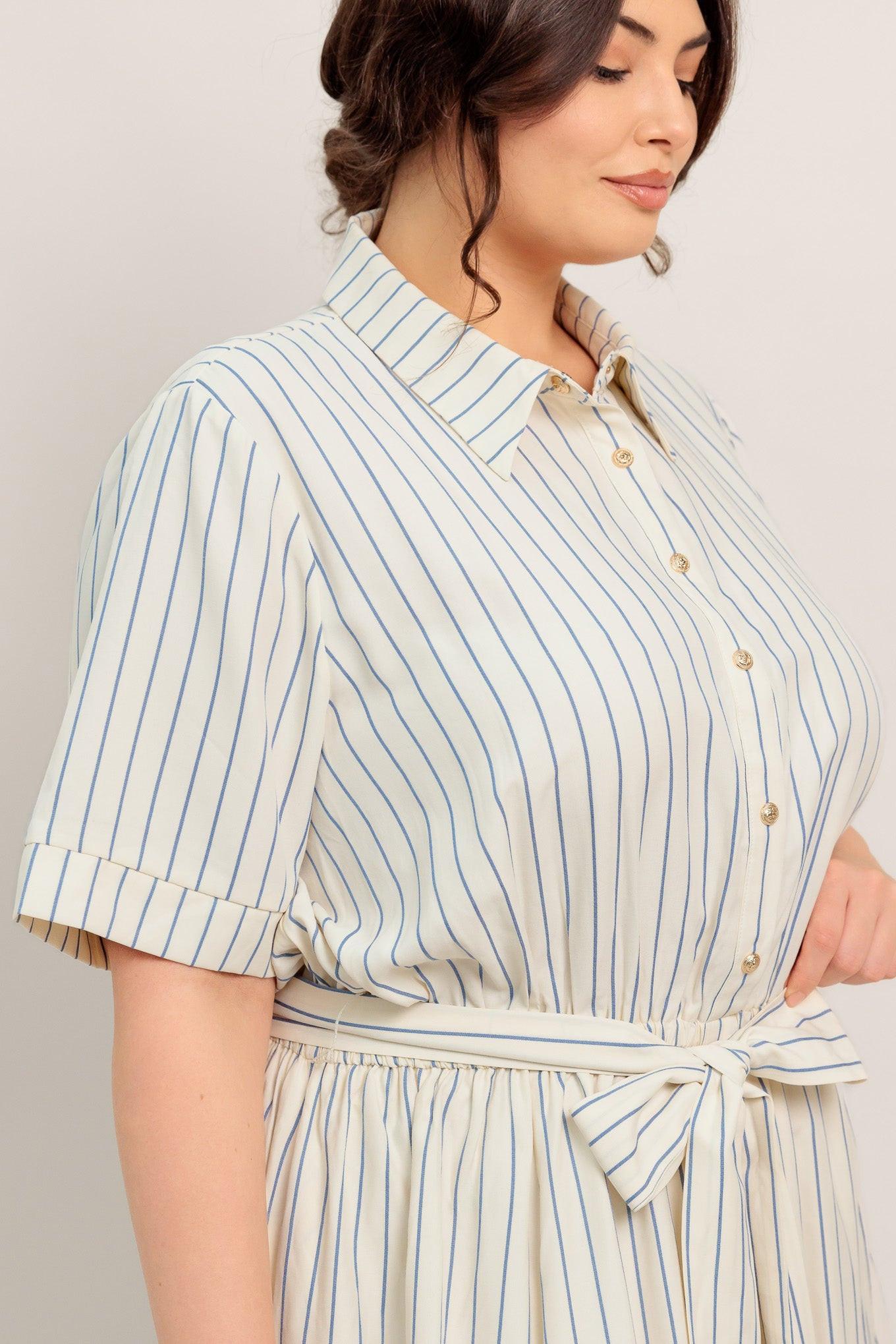 SUNDAY STRIPE WOVEN MIDI DRESS