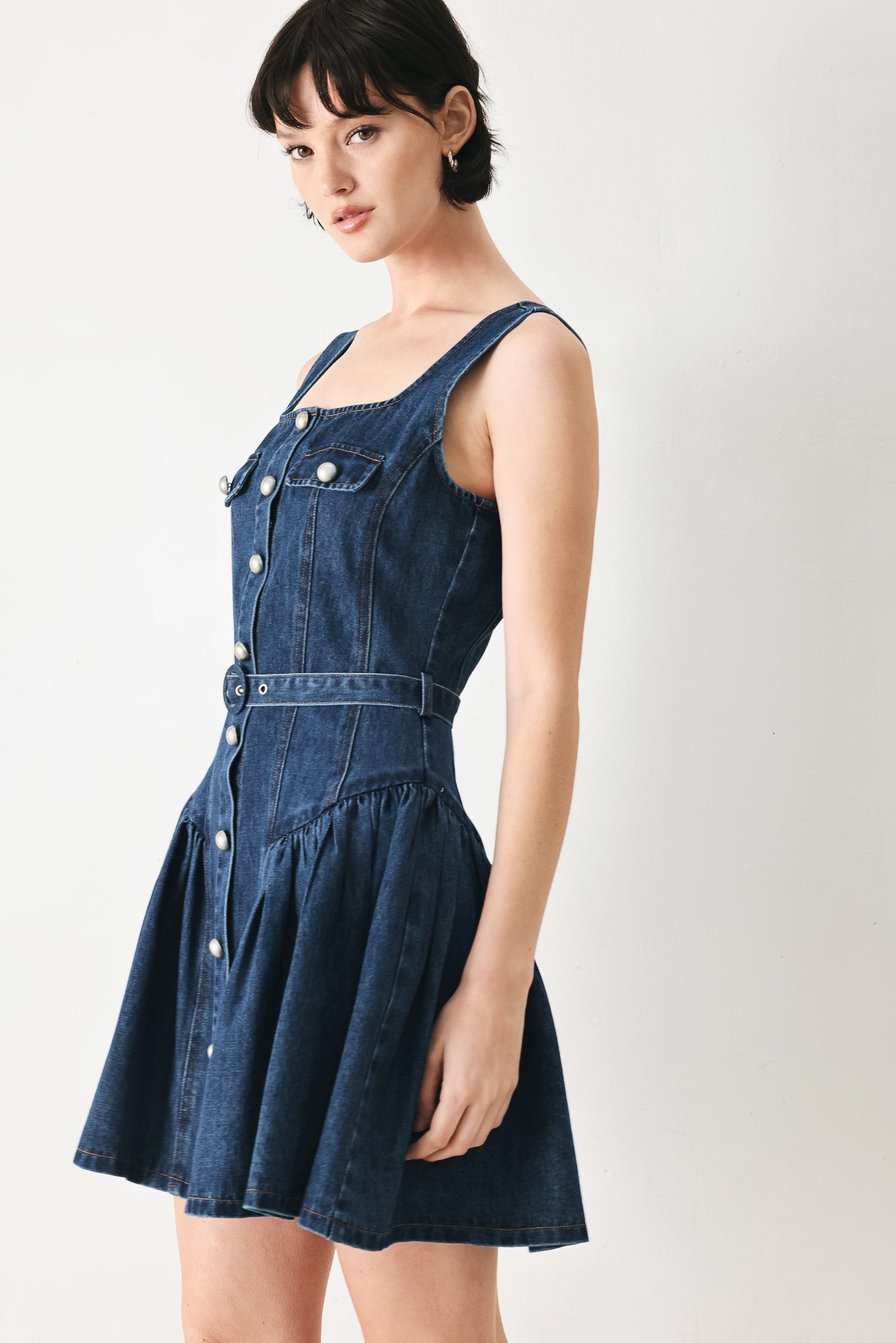 BABY BLUE LOVE DENIM MINI DRESS