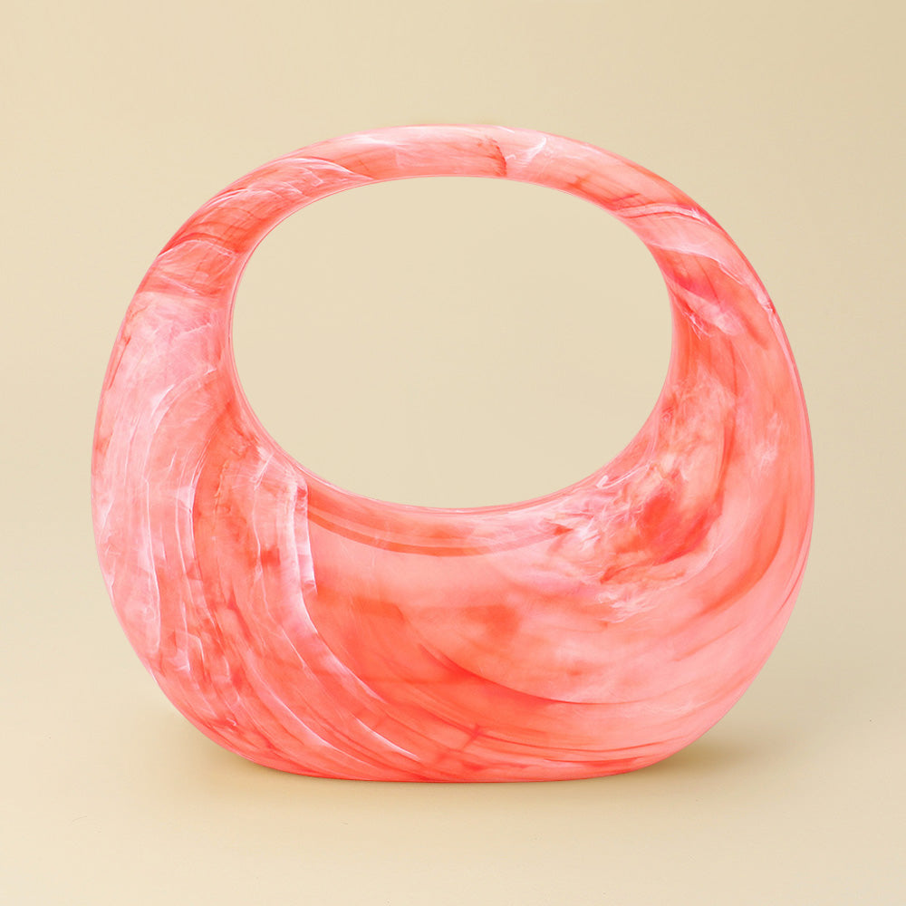 Marbled Acrylic Crescent Handbag