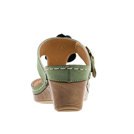 Women's Flora Green Wedge Sandals