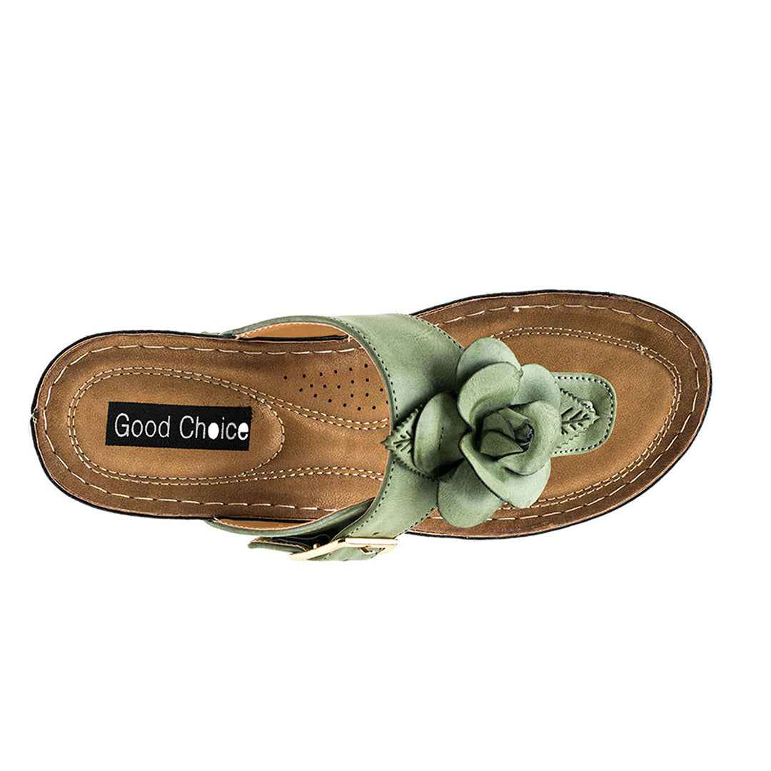 Women's Flora Green Wedge Sandals