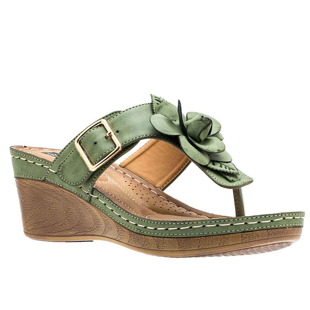 Women's Flora Green Wedge Sandals