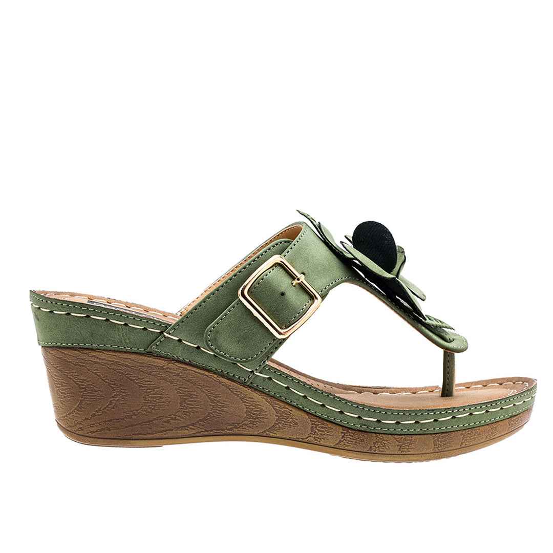 Women's Flora Green Wedge Sandals
