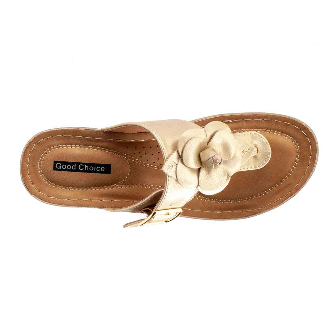 Women's Flora Gold Wedge Sandals