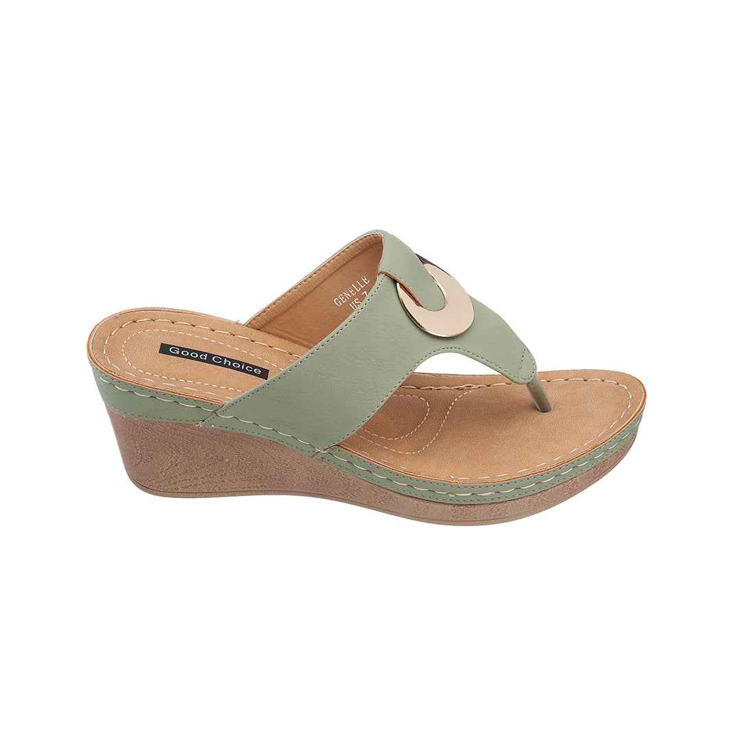 Women’s Genelle Green Wedge Sandals | Chic Summer Footwear
