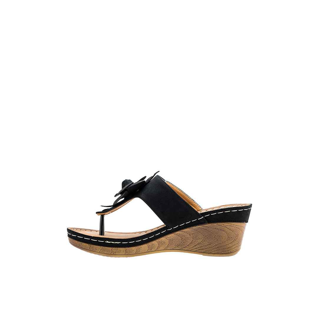 Women's Flora Black Wedge Sandals