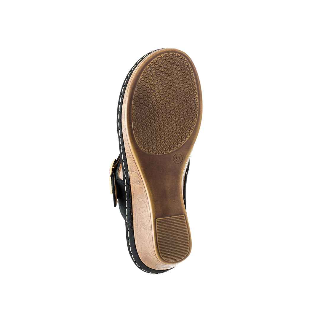 Women's Flora Black Wedge Sandals