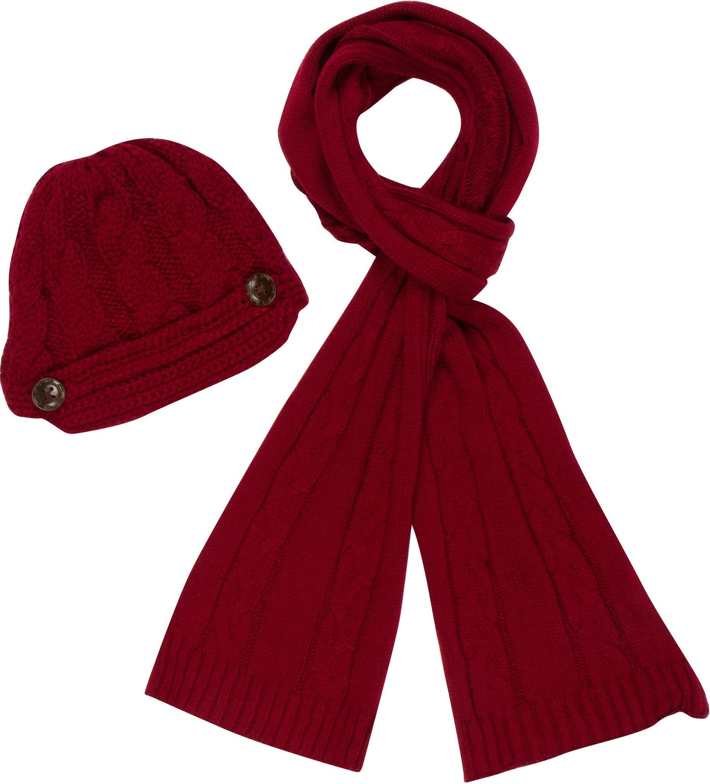 Sakkas Womens 2-piece Knitted Scarf and Beanie Hat Set with Button