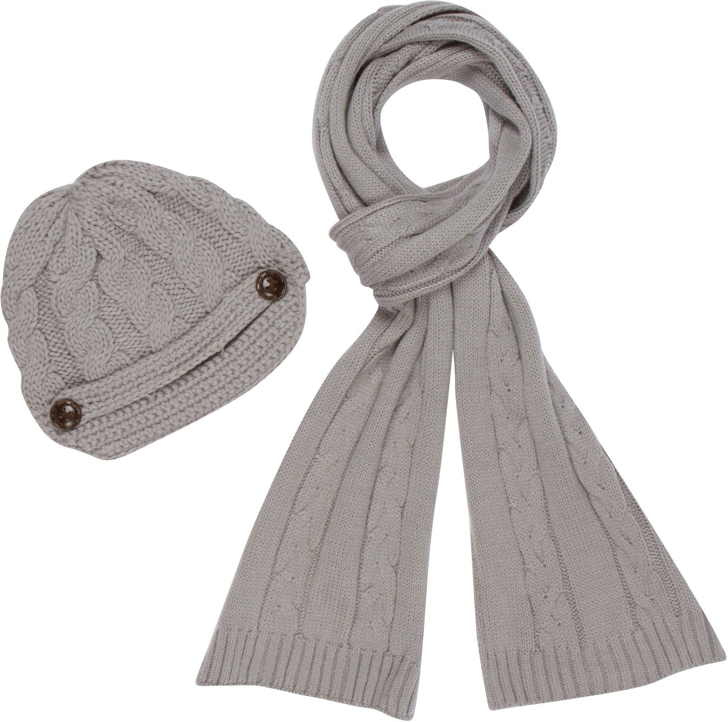 Sakkas Womens 2-piece Knitted Scarf and Beanie Hat Set with Button