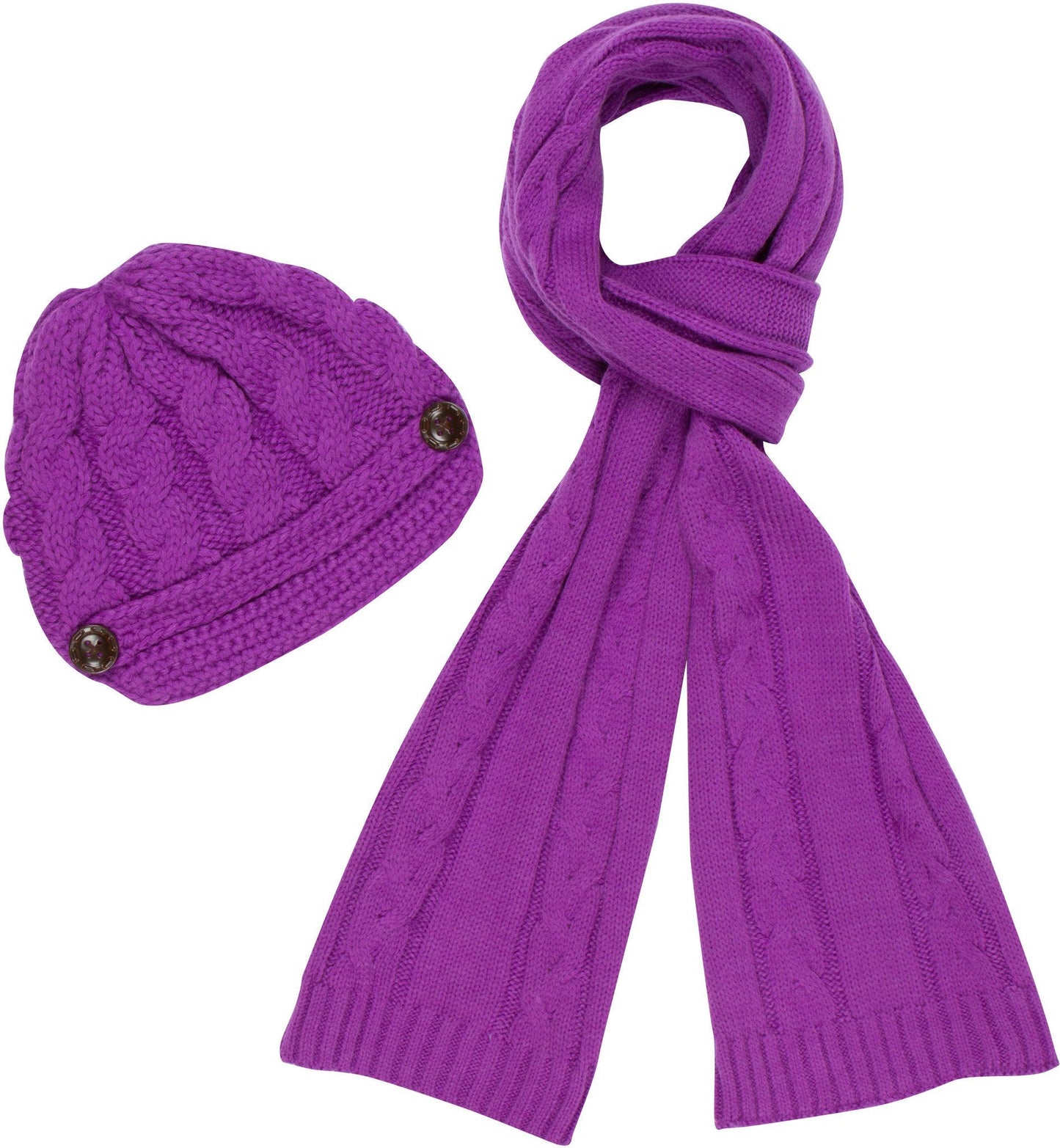 Sakkas Womens 2-piece Knitted Scarf and Beanie Hat Set with Button